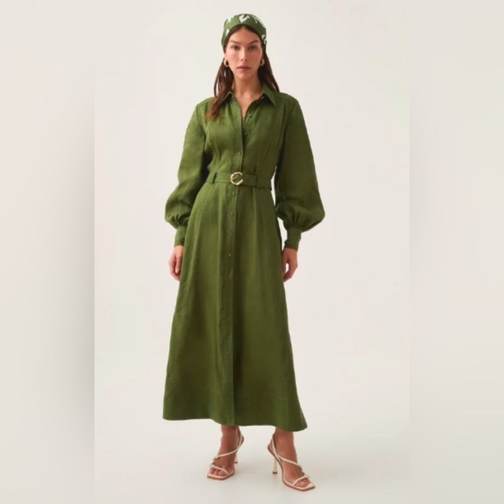Aje Enchanter Scarf Midi Dress, in fern green size AUS 10/ US 6 (Medium)